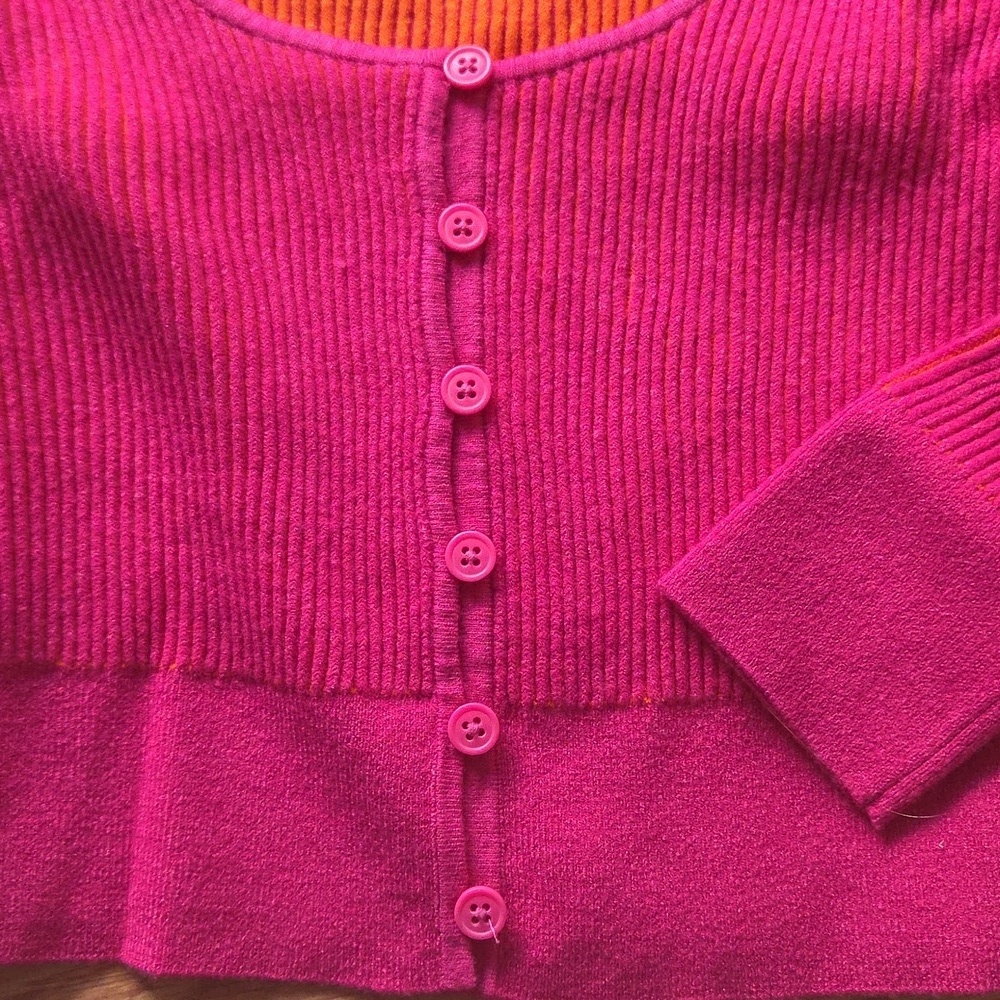 J.Crew Pink Cardigan Size XS Scoopneck Stretch NWT $118 Pink and Orange - Picture 5 of 6